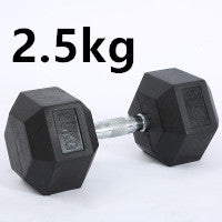 Fitness Hexagonal Rubberized Fixed Dumbbell