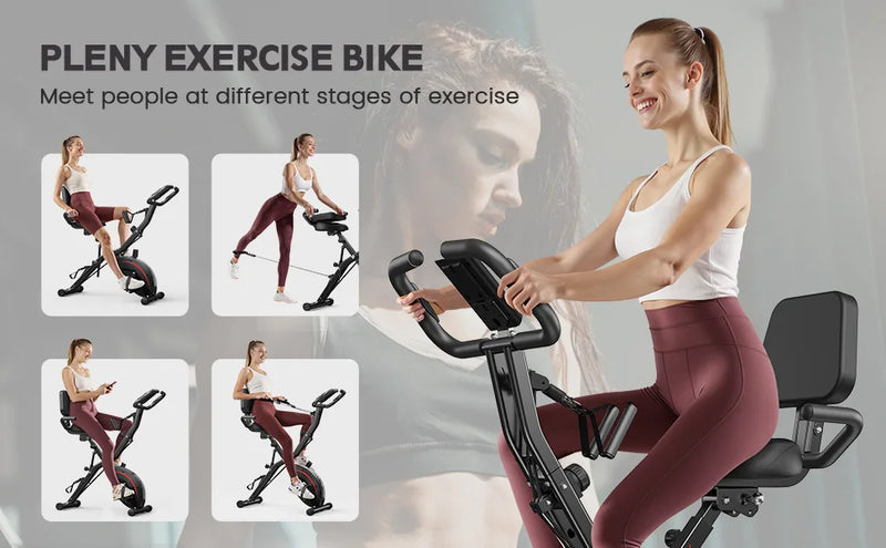 Exercise Bike, 5 IN 1 Stationary Bike 5.5 LBS Flywheel Exercise Bike, Indoor Workout Bike 330LB Weight Capacity Back Support