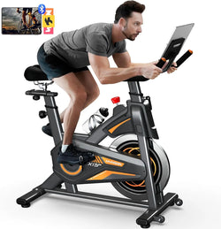 Magnetic Exercise bike/Pro Stationary Bike for Home 380lbs Capacity with Bluetooth, Indoor Cycling Bike with iPad Holder