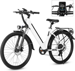 26" Electric Bike for Adults,Step Through Electric Bicycle,36V 9Ah Removable Battery, 20MPH E-bikes with Front Suspension