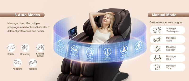 HOMEMASSA Full Body Massage Chairs  Zero Gravity Mode, Full Body Airbags Wrapped Recliner Zero Gravity Massage LCD Touch Screen