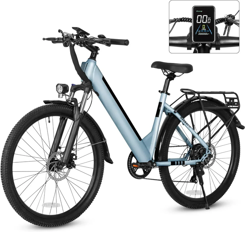 26" Electric Bike for Adults,Step Through Electric Bicycle,36V 9Ah Removable Battery, 20MPH E-bikes with Front Suspension