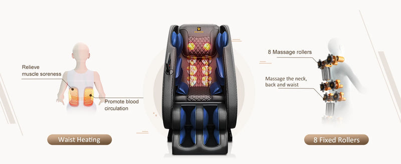 Full Body Massage Chair with Heating, Massage Chair Recliner with Zero Gravity, Bluetooth Speaker, Airbags, Foot Roller