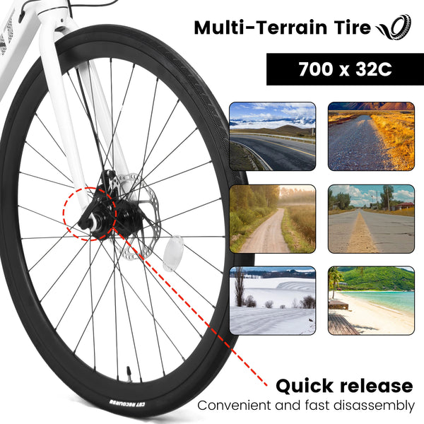 Ecarpat 700C 32C Tire Road Bikes, 14 Speed, 20.5-inch High Aluminum Alloy Frame, Racing City Commuting Men Women Bike Bicycle