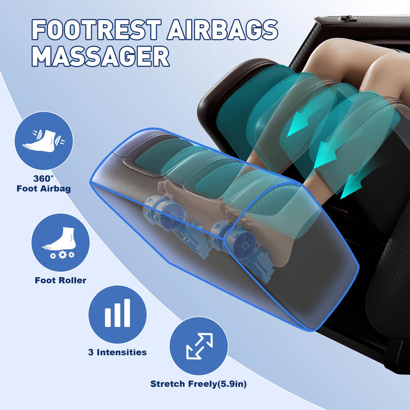 HOMEMASSA Full Body Massage Chairs  Zero Gravity Mode, Full Body Airbags Wrapped Recliner Zero Gravity Massage LCD Touch Screen